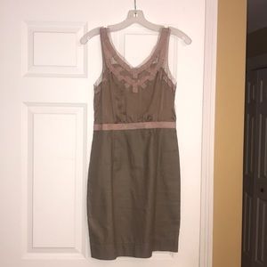Tan cotton dress with ribbon detail